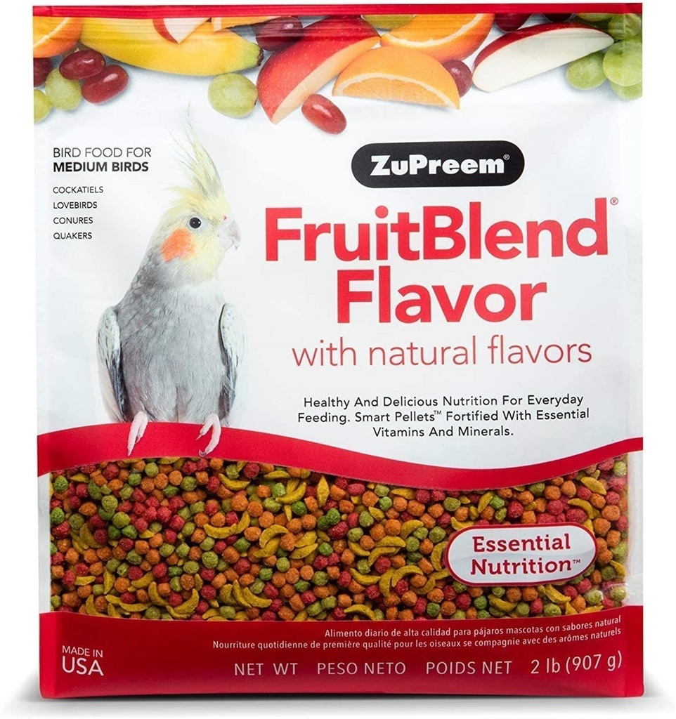 Zupreem Fruit Blend Flavor Bird Food for Parrots and Conures M 907g