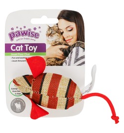 Pawise Striped Cat Toy Mouse with Catnip