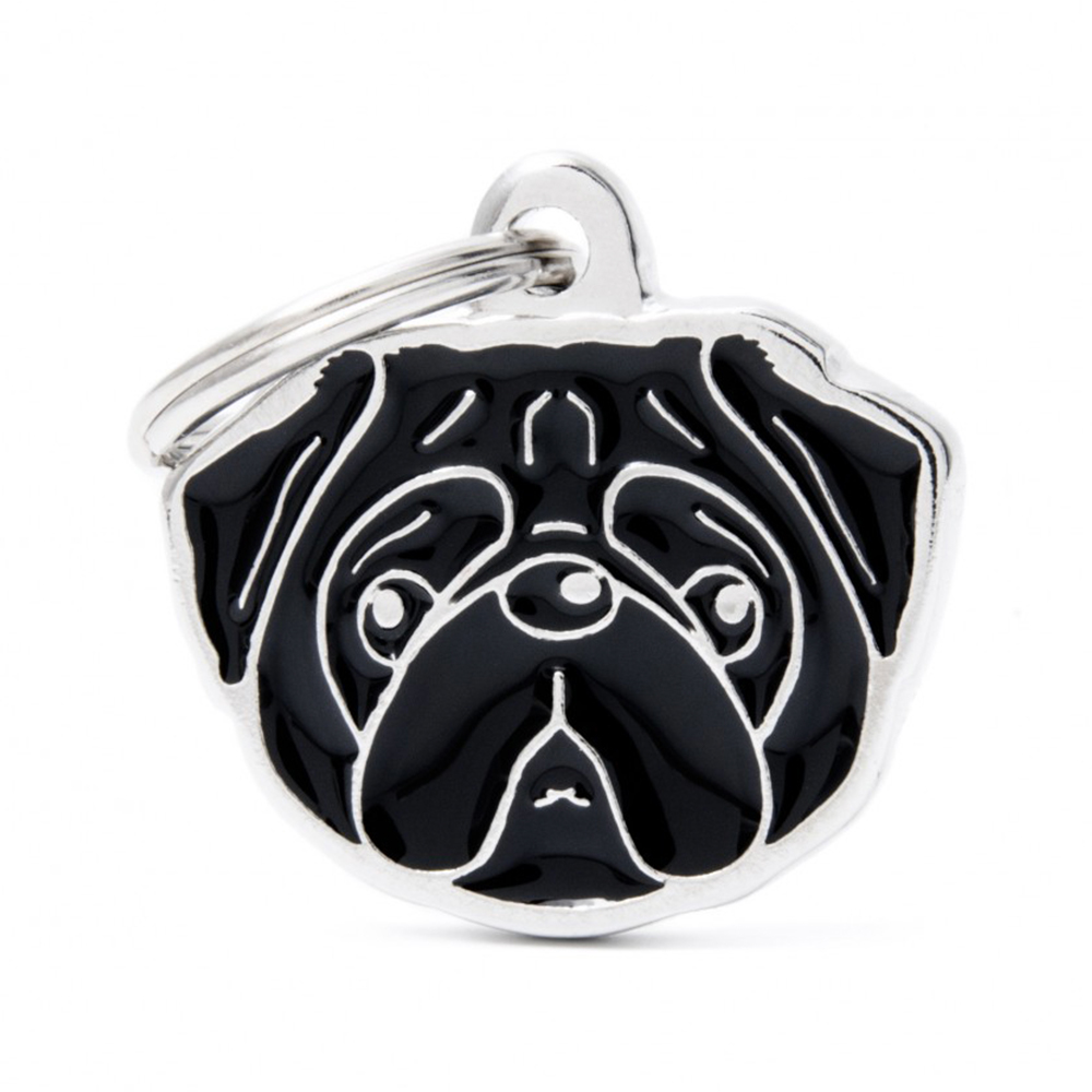 My Family Friends ID Tag - Black Pug