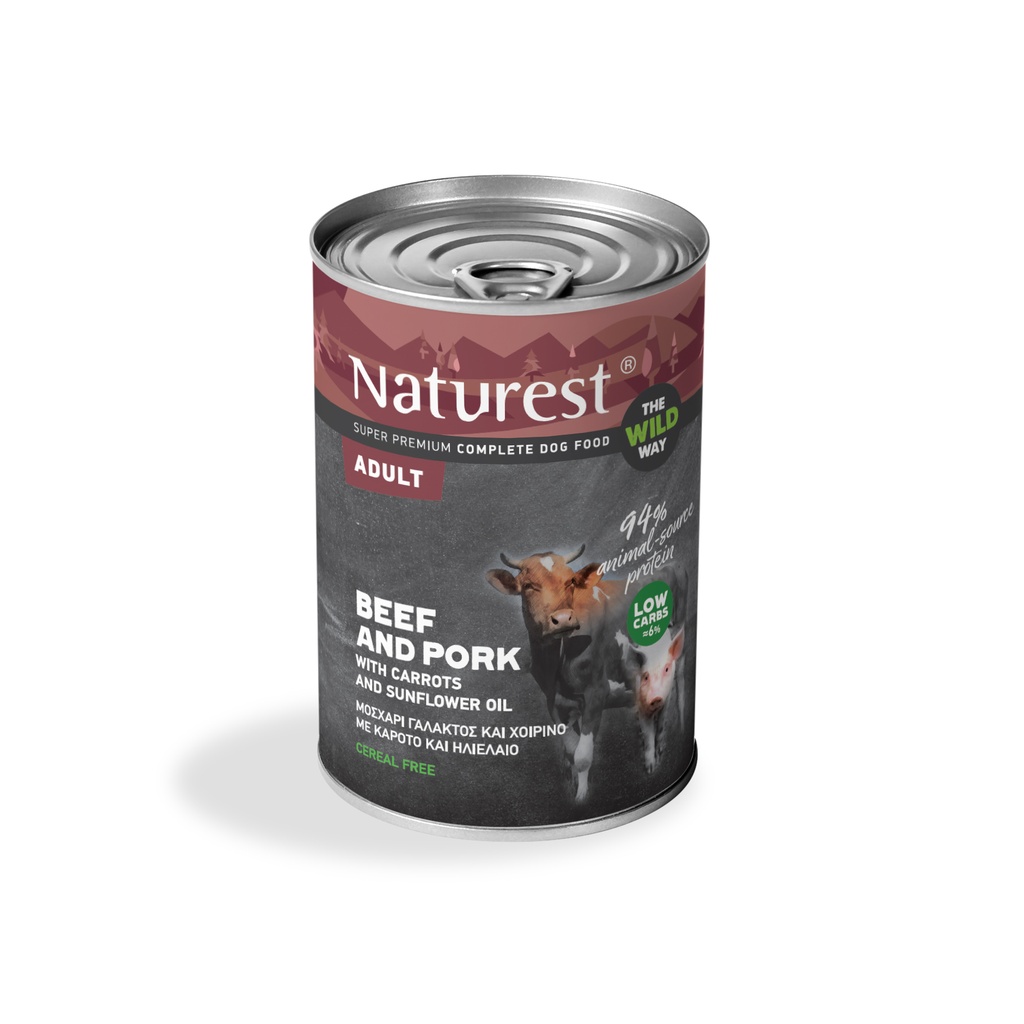 Pet Interest Naturest The wild Way Beef and Pork with Carrots 400g Can For Adult Dog