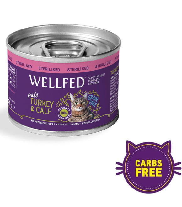 Pet Interest Wellfed Sterilized Turkey and Calf Can 100g For Cats