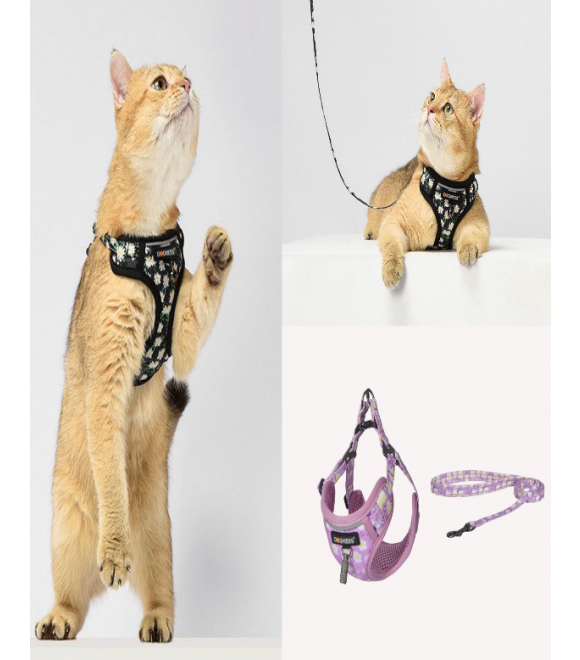 Dogness Cat Harness and Leash Set - Lavender 32-40Cm