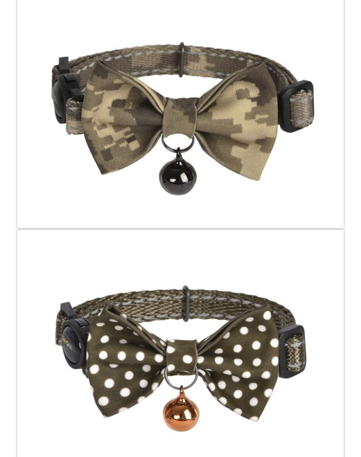 Dogness Cat Collar - Camouflage Brown  and Brown Dots 2pk