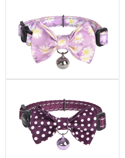 Dogness Cat Collar - Grey Floral and Grey stripes