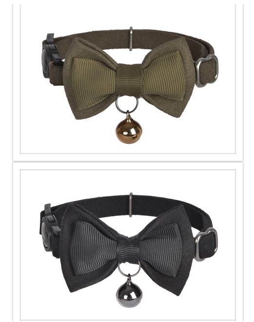 Dogness Cat Collar - Leather Black and Leather Brown