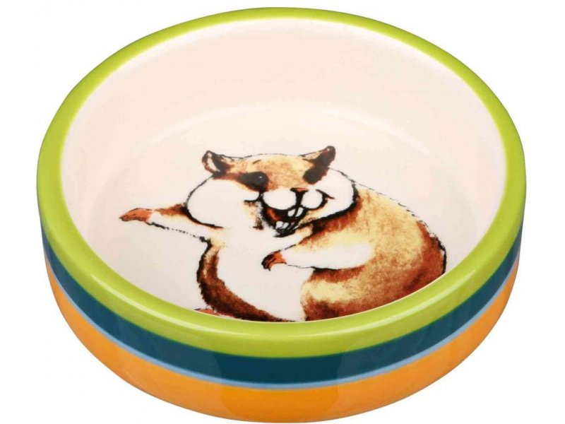 Trixie Ceramic bowl for hamsters, 80 ml/ 8 cm, multi coloured/cream