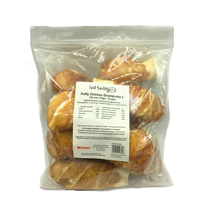 Pet Interest Tail Swingers Puffy Chicken Drumsticks M 12cmX80gr 12pcs/pk