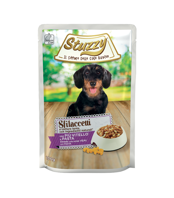 Stuzzy Dog Food – Shreds with Veal and Pasta, Pouch 100g