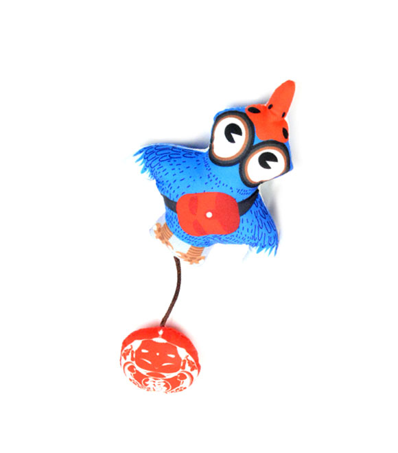 Pet Interest Big Mouth Bird 3D cat Toy with Silverline Blue