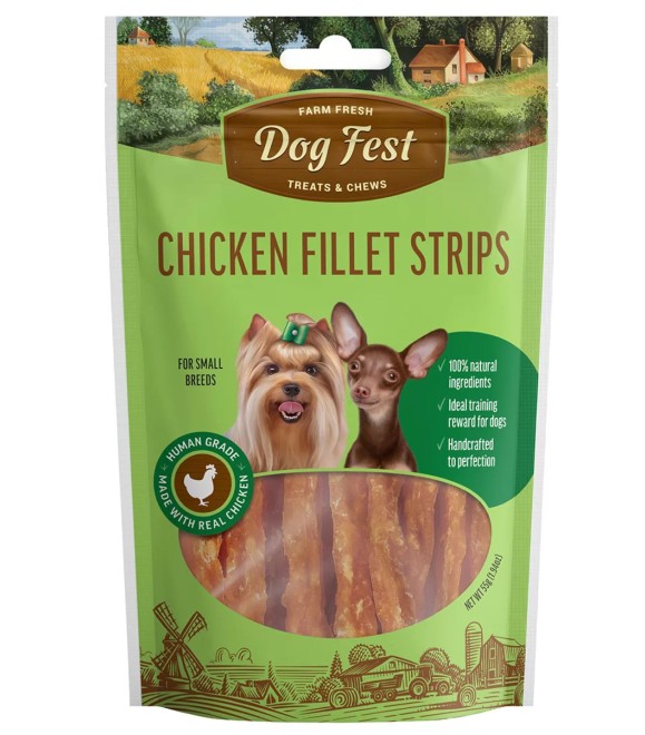 Dog Fest Farm Fresh Chichen Fillet Strips 55g For Small Breeds