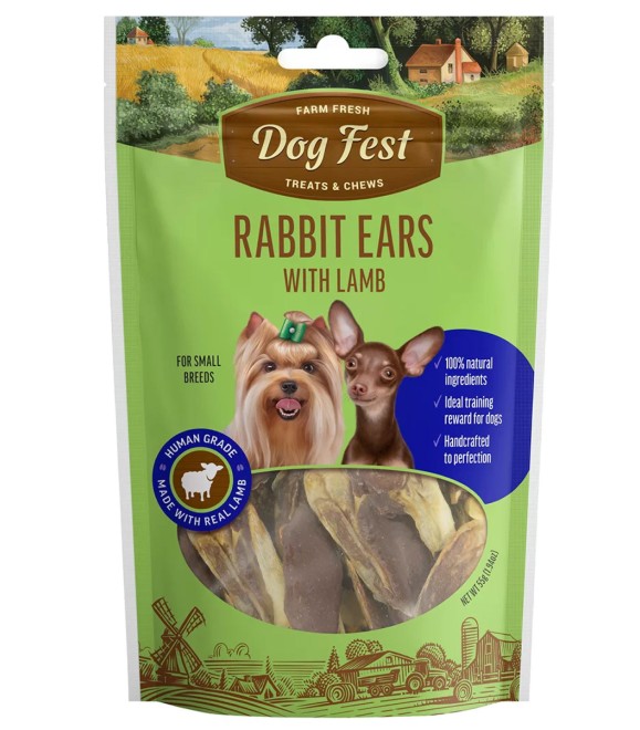 Dog Fest Farm Fresh Rabbit Ears with Lamb 55g For Small Breeds