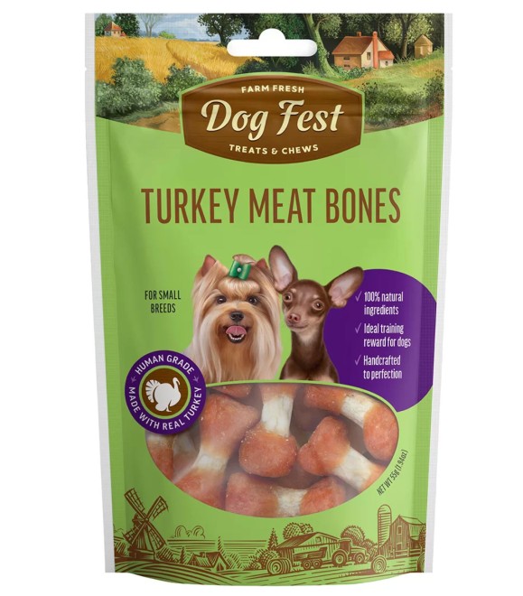 Dog Fest Farm Fresh Turkey Meat Bones 55g For Small Breeds