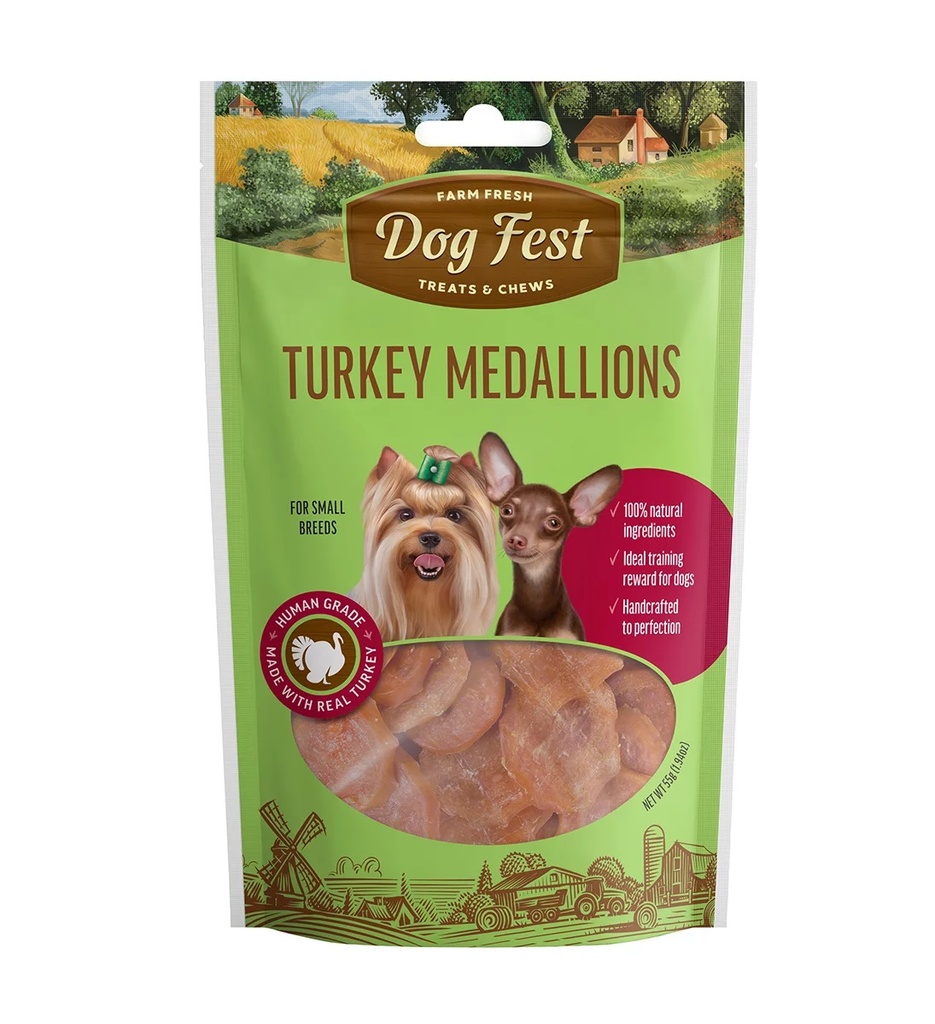 Dog Fest Farm Fresh Turkey Medallions 55g For Small Breeds