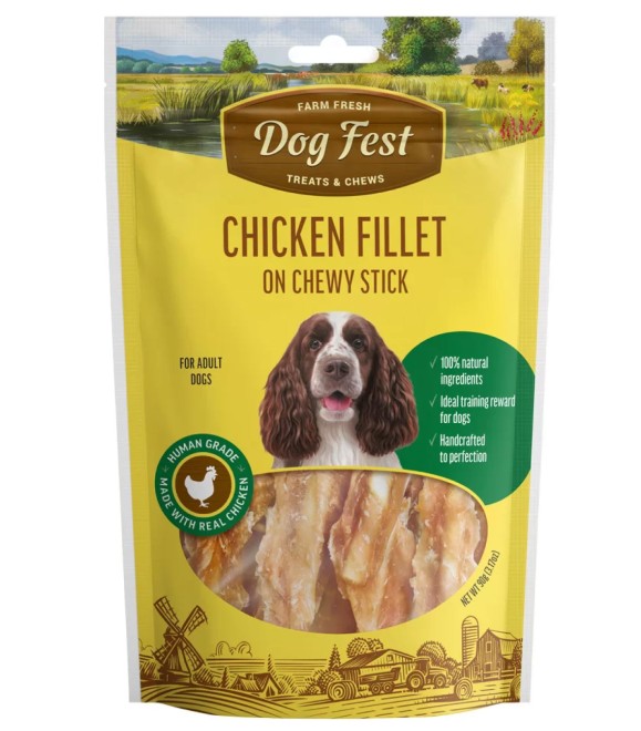Dog Fest Farm Fresh Chichen Fillet on Chewy Stick 90g