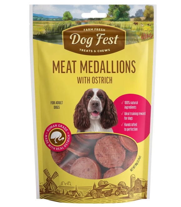 Dog Fest Farm Fresh Medallions with Ostrich 90g