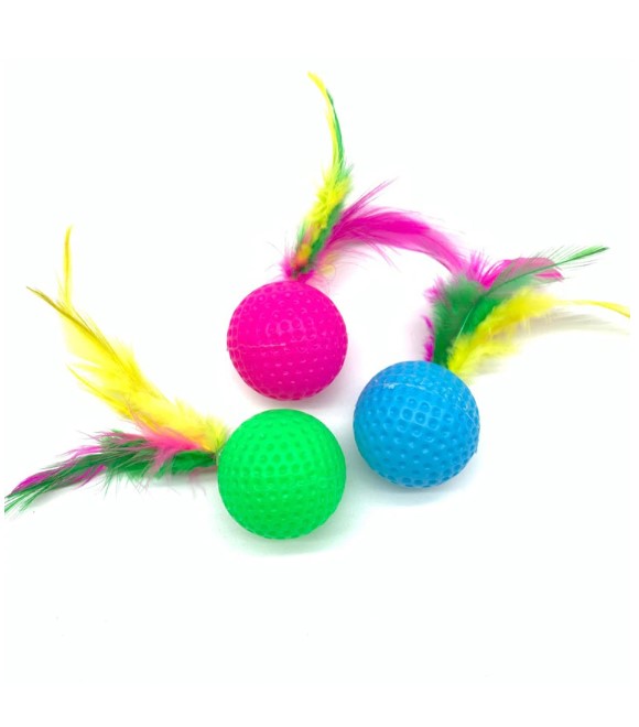 Pets.Love.Earth Golf Ball with Feather Cat Toy