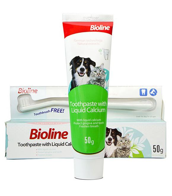 Bioline Toothpaste with Liquid Calcium for Dogs &amp; Cats 50GM