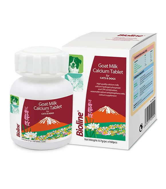 Bioline Calcium Tablet with Goat Milk for Cats &amp; Dogs 160 Tablets