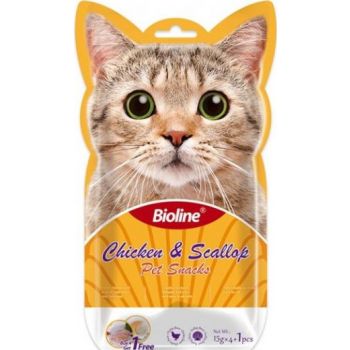 Bioline Chicken & Scallop Kitten Liquid Snacks 4x15gm