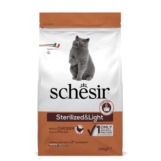[8005852760562] Schesir Dry Line Single Animal Protein with Chicken Sterilized & Light (1.5 kg)