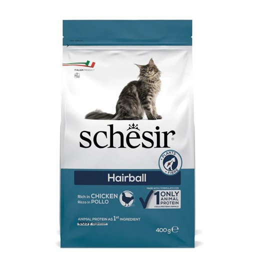 [8005852760050] Schesir Dry Line Single Animal Protein with Chicken Hairball Formula (400 gm)