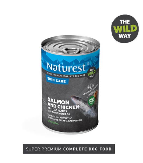 Pet Interest Naturest The wild Way Salmon and Chicken Skin Care For Adult Dog Canned Food