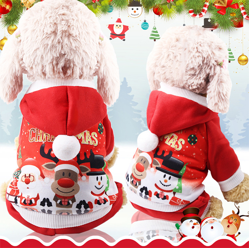 Pets.Love.Earth Big Red old man + elk + snowman print Hoody
