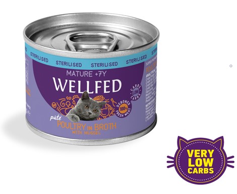Pet Interest Wellfed Sterilized Poultry in Broth with Mussel Mature 7yrs Canned