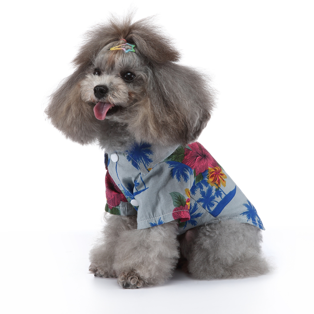 Pets.Love.Earth Hawaiian Summer Shirt White &amp; Blue