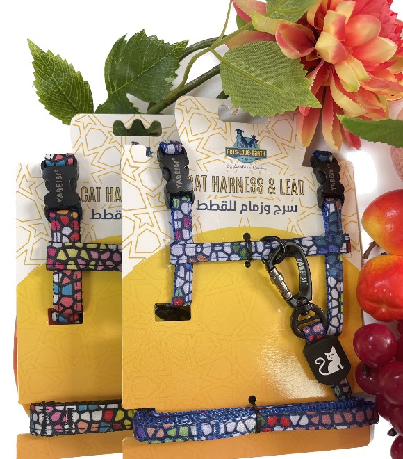 Pets.Love.Earth Nylon colorful stone cat Leash and Harness