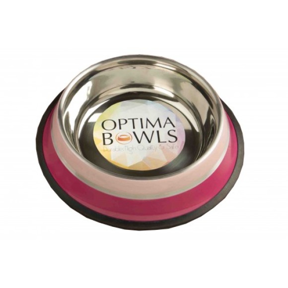 Optima Bowls No-Slip Platinum Pet Bowl Magenta
