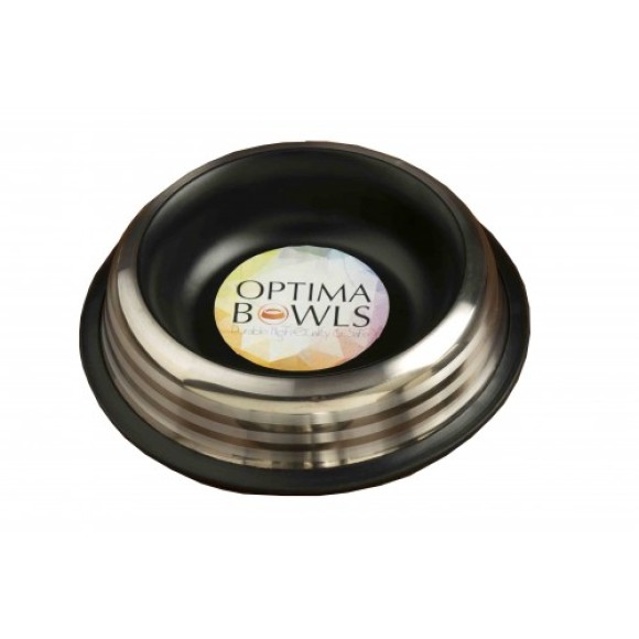 Optima Bowls Premium No-tip, Lined Platinum Pet Bowl Charcoal