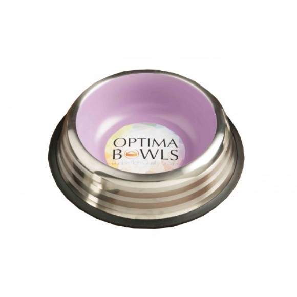 Optima Bowls Premium No-tip, Lined Platinum Pet Bowl Lavender