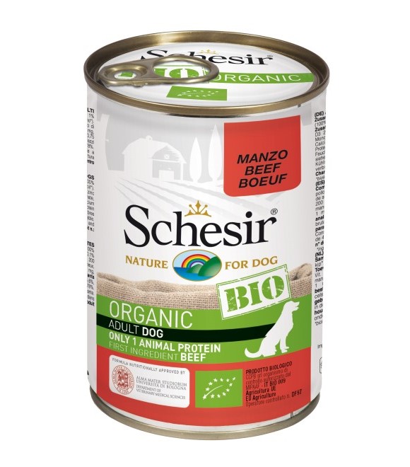 Schesir Bio Organic Can for Dog with Beef In Paté