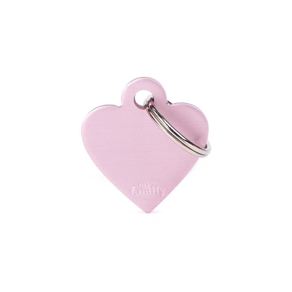 My Family Basic ID Tag - Heart Shaped Pink
