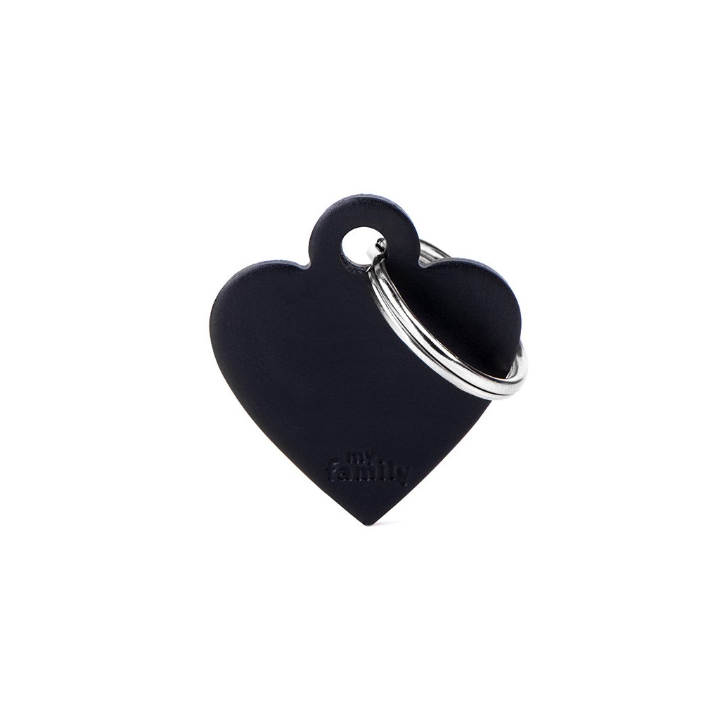 My Family Basic ID Tag - Heart Shaped Black