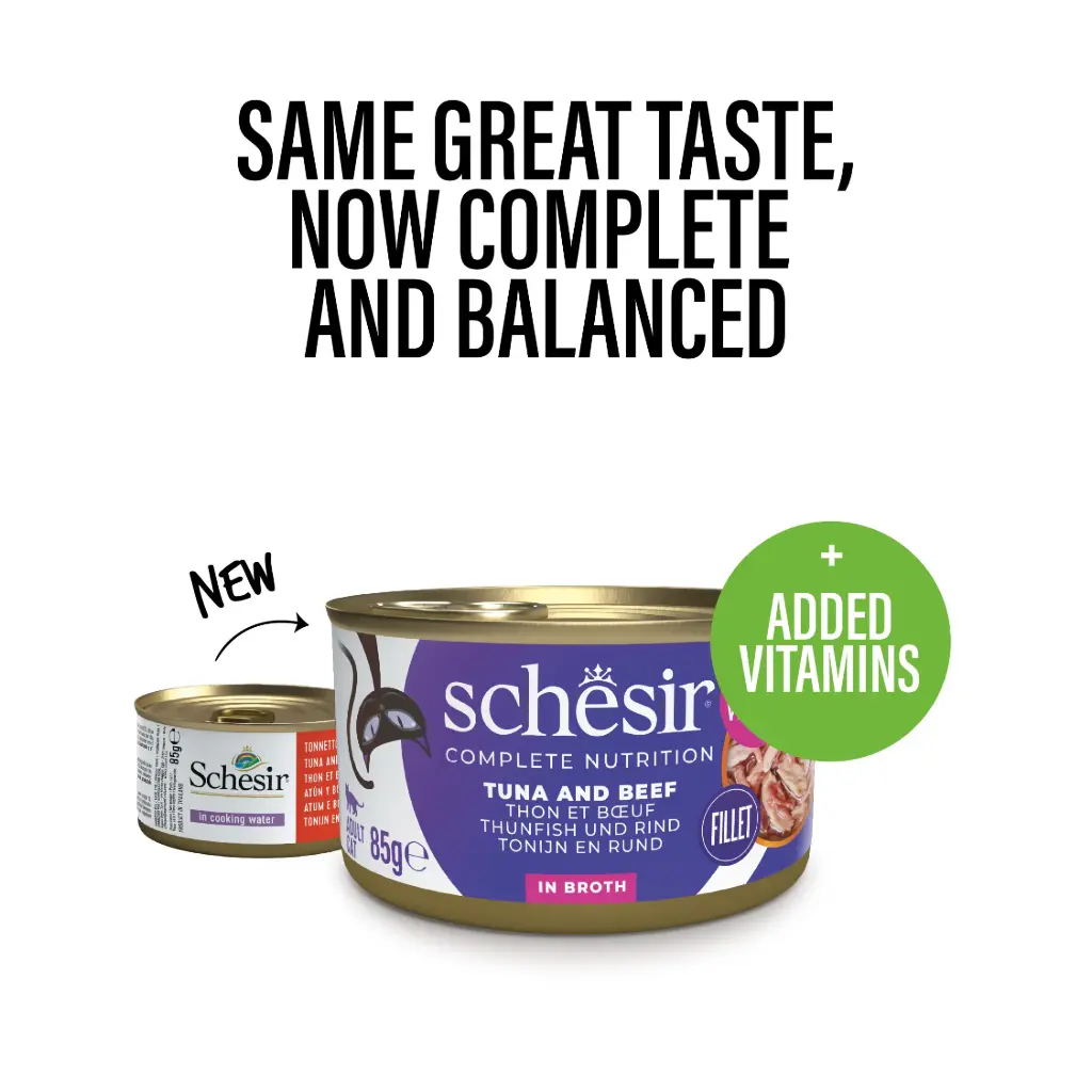 Schesir Cat Can Tuna and Beef with Rice in Broth 85g