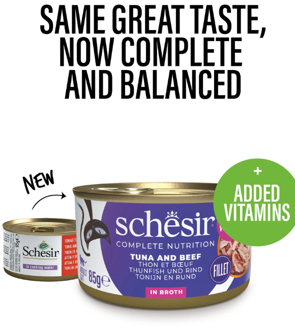 Schesir Cat Can Tuna and Beef with Rice in Broth 85g
