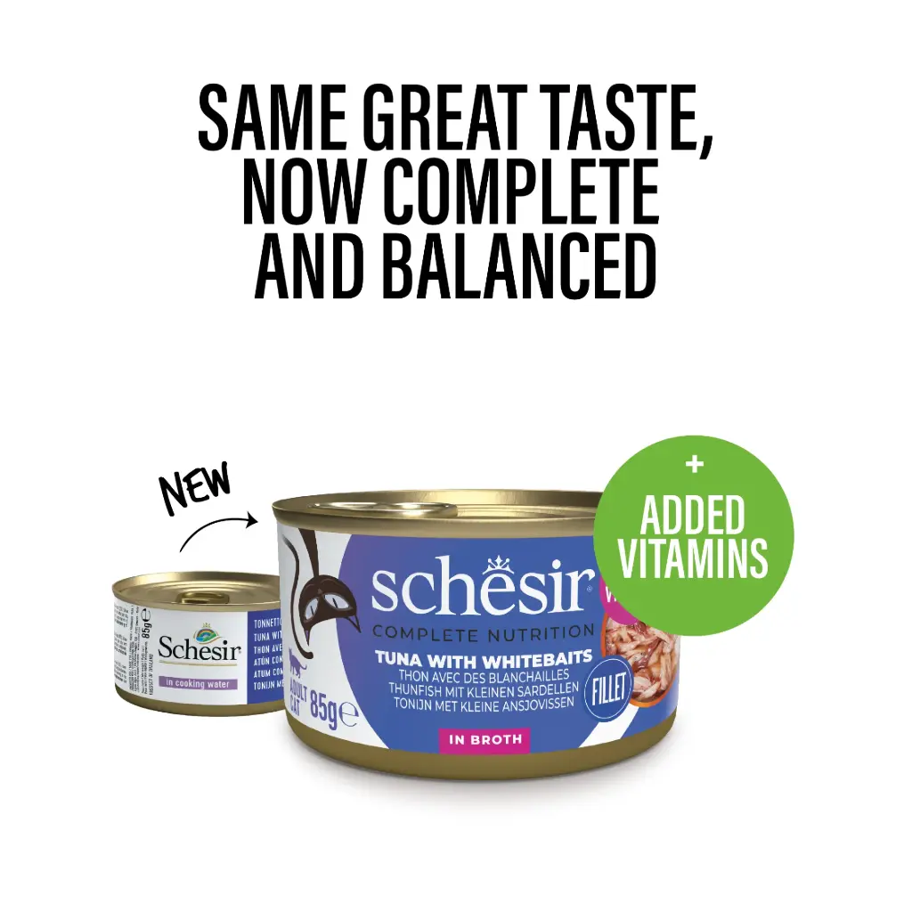 Schesir Cat Can Tuna with Whitebaits in Broth 85g