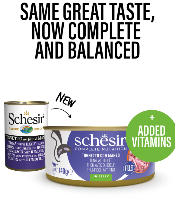 Schesir Cat Can Tuna with Beef Fillets in Jelly 140g