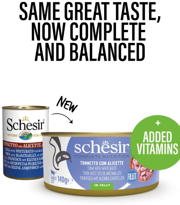 Schesir Cat Can Tuna with Whitebaits in Jelly 140g