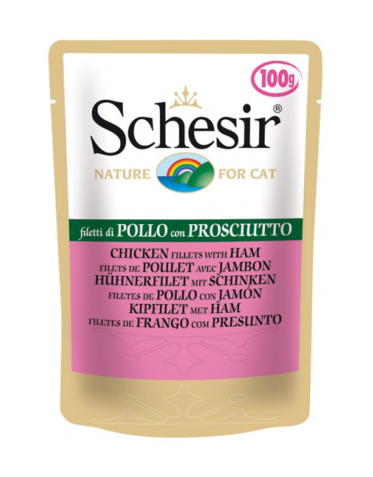 Schesir Pouch Nature Pollo Chicken Fillet with Ham For Cats 100g