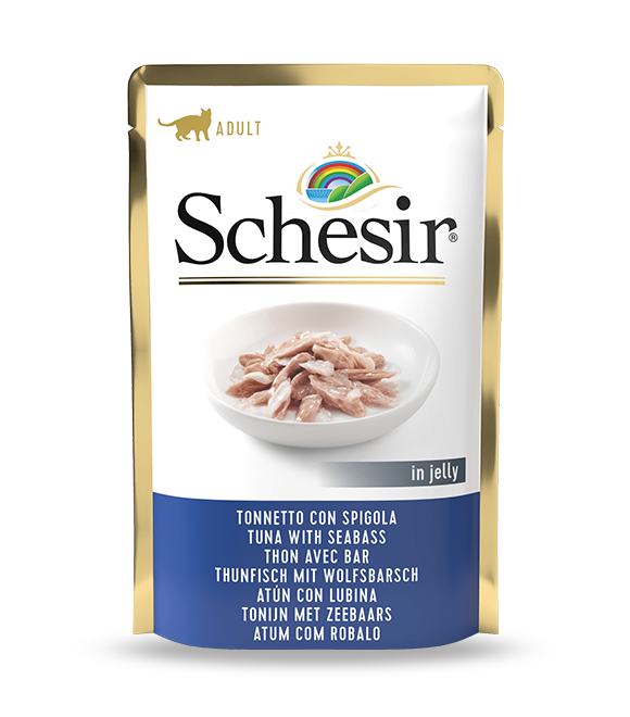 Schesir Pouch Tuna with SeaBass in Jelly For Adult Cat 85g