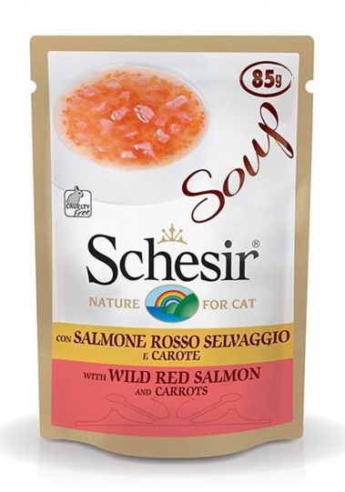 Schesir Pouch in Soup with Wild Red Salmon and Carrots 85g