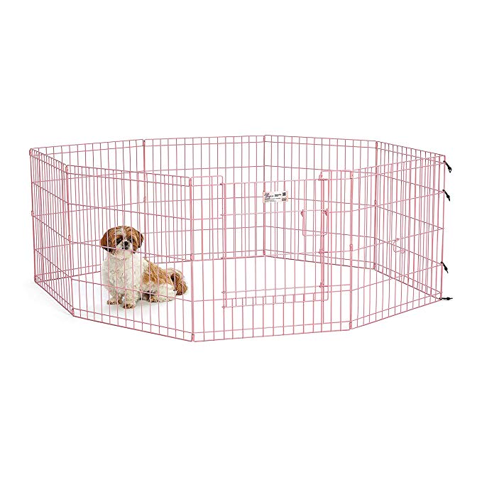 Midwest Exercise Pen W/Full Max Lock Door Pink 24''