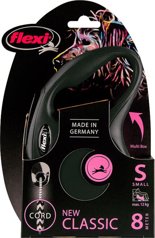 Flexi New Classic Retractable Cord Leash 8M Black