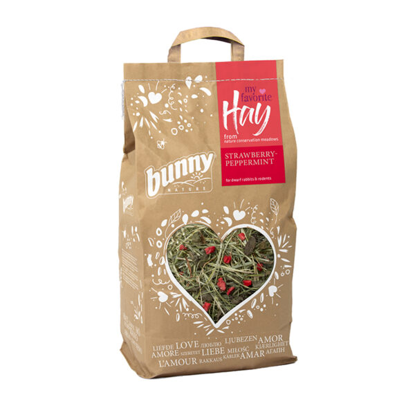 Bunny My Favorite Hay Strawberry &amp; Peppermint For Dwarf Rabbits and Rodents 100g