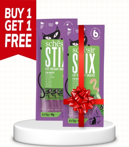 [8005852231345] Schesir Stix Cat Creamy Snacks with Duck 6 X 15g