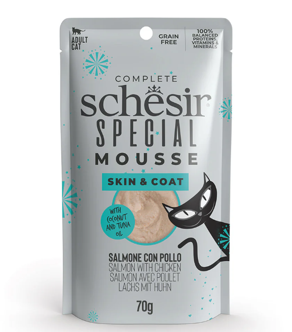Schesir Special Mousse Skin & Coat Salmon with Chicken 70g
