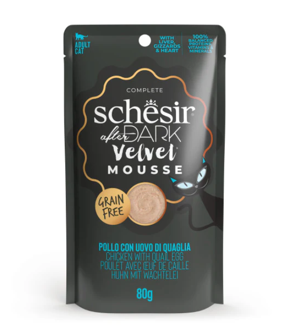 Schesir After Dark Pouch Velvet Mousse Chicken with Quail Egg 80g